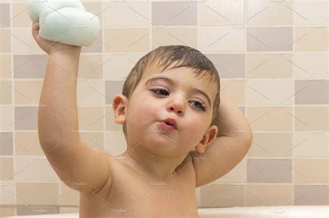 Boy Having A Bath Stock Photo Containing Adorable And Baby People