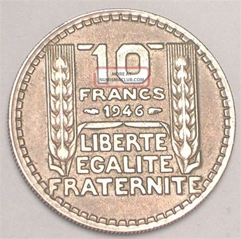 1946 France French 10 Francs Head Of Republic Coin Vf