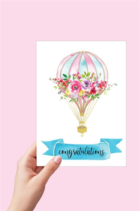 Hot Air Balloon Congratulations Card Rainbow Baby Baby Etsy France