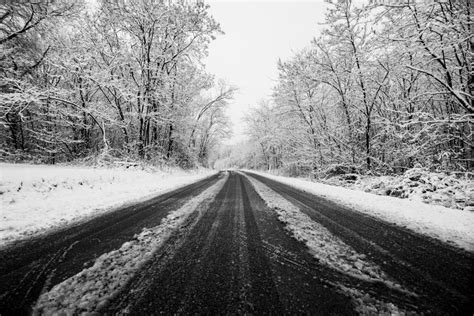 Winter Road With Snow On The Ground Travel In Difficult Way To Enjoy