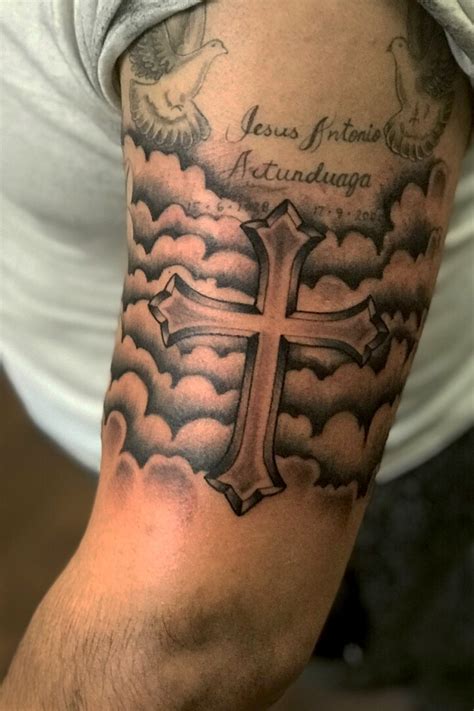 Cross In Clouds Tattoo Howtohangcurtainsinapopupcamper