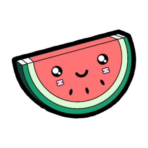 Kawaii Watermelon Melon Fruits Sticker By Timjohansson