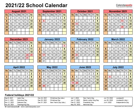 2021 2022 School Calendar Template 2022 Printable Calendars Images