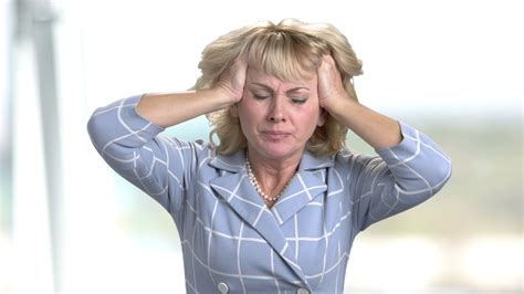 Portrait Of Desperate Woman On Blurred Background Depressed Mature