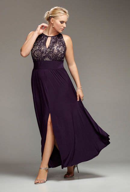 Plum Lace Halter Gown Plus Size Gowns Purple Plus Size Dresses