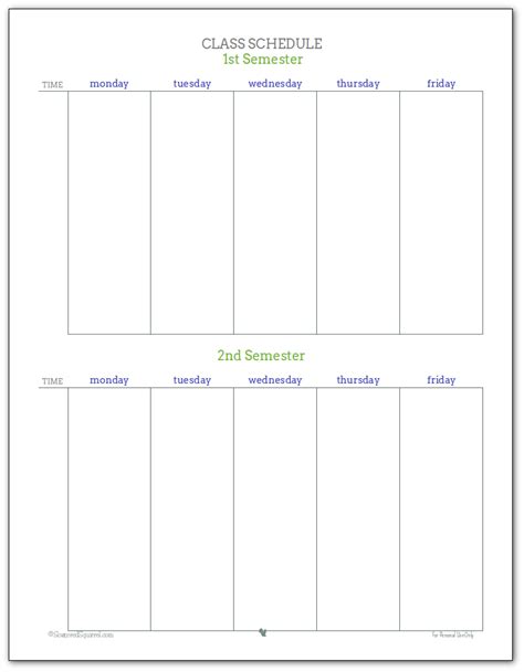 Student Planners Class Schedules And Reference Sheets School
