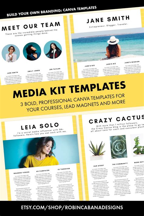 Media Kit Template For Canva 3 Page Designs Etsy In 2021 Media Kit