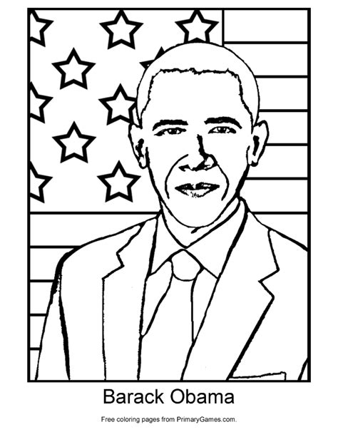 Barack Obama Coloring Page Printable Presidents Day Coloring Ebook