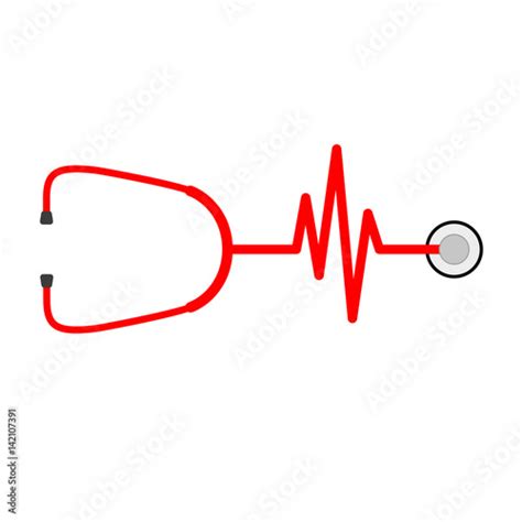Stethoscope And Heartbeat Sign Vector Illustration Stock Image And