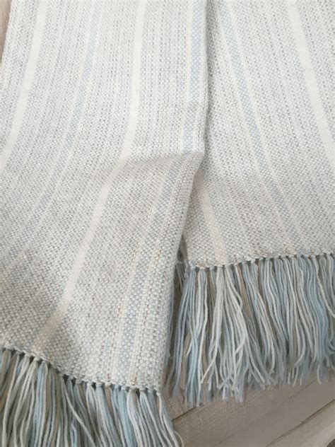 Alpaca Hand Woven Throw White Blue Luxurious Alpaca Throw Etsy