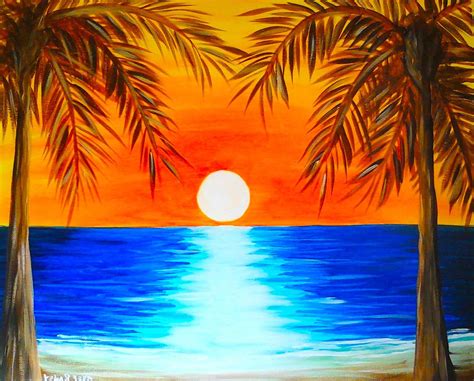 Sunset Painting Easy For Kids Purple Beach Sunset Landscape Paint