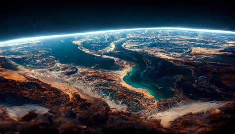 Beautiful View On Planet Earth From Space At Night With City Light