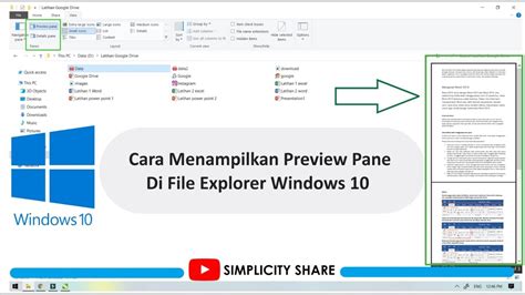 Cara Menampilkan Preview Pane Atau Details Pane Di File Explorer