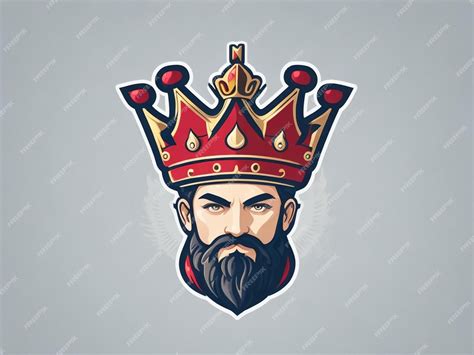 Premium Ai Image King Head With Crown Character Vector Badge Logo