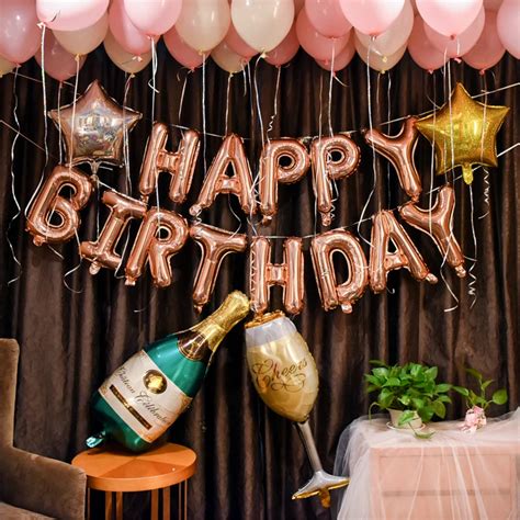 57pcslot Alphabet Champagne Photography Letter Foil Balloon Backdrops Adult Birthday Party Set