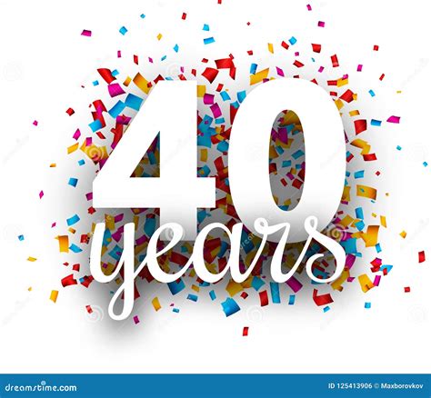 Forty Years Anniversary With Colorful Confetti Stock Vector