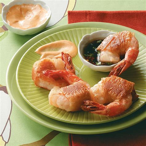 Season with the remaining spice blend. Phyllo Shrimp with Dipping Sauces Recipe | Taste of Home