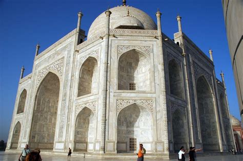 Taj Mahal Building Exterior Constructed Of Semitranslucent White Marble