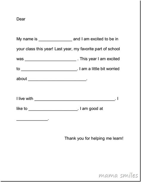 Write A Letter To Your Teacher Back To School Activity For Kids