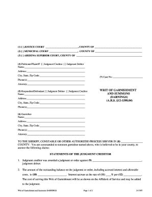 Commonwealth of virginia sales and use tax certificate of exemption. Fillable Online azcourts wage garnishment answers forms Fax Email Print - pdfFiller