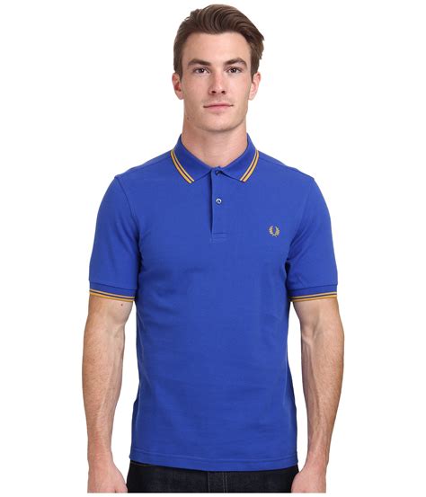 Lyst Fred Perry Slim Fit Twin Tipped Polo In Blue For Men