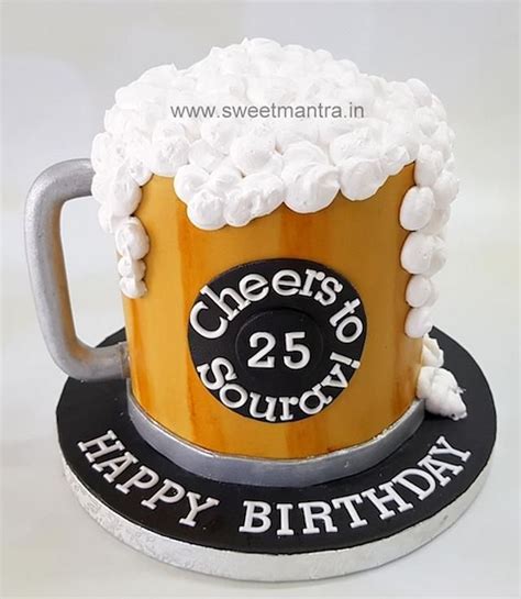 Beer Mug Shaped 3d Fondant Cake For Boys 25th Birthday Cake By Sweet