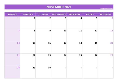 November 2021 Calendar Calendarbest