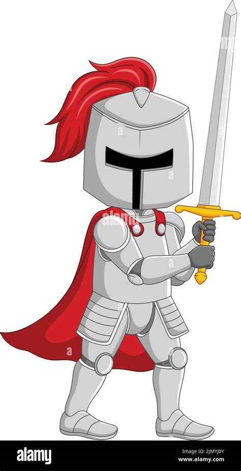 Cartoon Knight Holding A Sword Stock Vector Image And Art Alamy