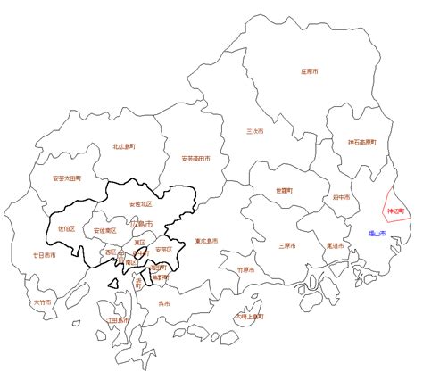 Hiroshima (a prefecture in southwestern honshu, japan). 広島県白地図 | 「平成の大合併」徹底追跡