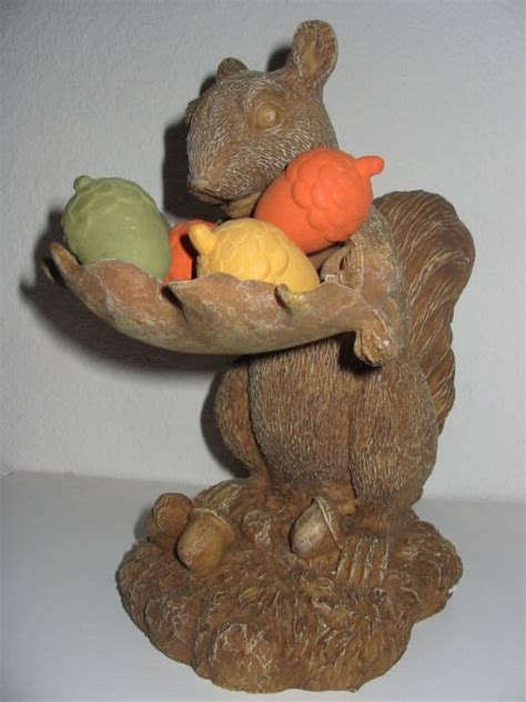 Resin Brown Squirrel Holding Acorns Figurine Ebay