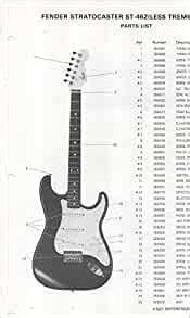 You can always experiment with different cap values for a different sound, but this wiring is what comes standard on most fender strats after 2000. Parts List Diagram for FENDER Stratocaster ST-462 (Less Tremolo) Electric Guitar (278700 ...