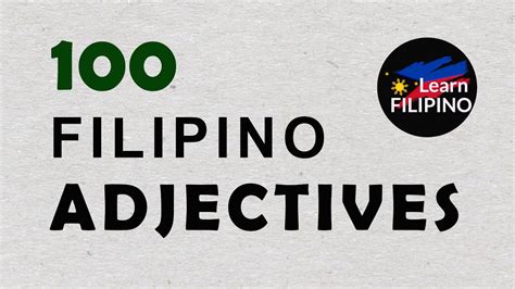 Filipino Adjectives Learn Tagalog Fast English Tagalog