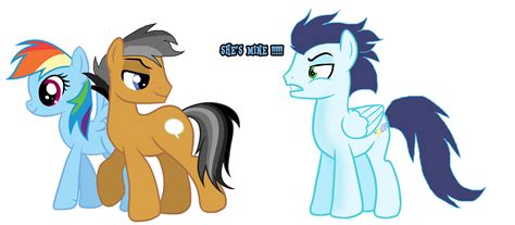His cutie mark changed from a canterlot wedding to rainbow falls. #1214148 - safe, artist:simby-pika, quibble pants, rainbow dash, soarin', pony, female, jealous ...