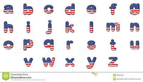 Letters Of Alphabet With The American Flag Design Stock Vector
