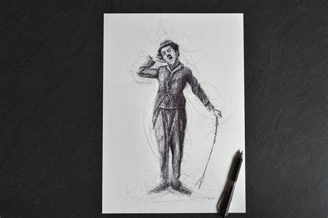 Charlie Chaplin One Touch Pencil Sketch Drawing By Stefan Pabst