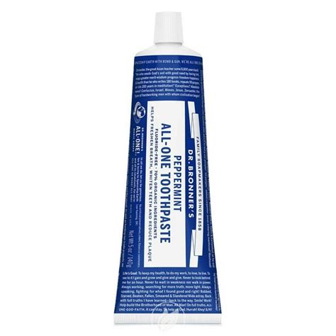 Dr Bronners Magic Soaps All One Toothpaste Peppermint 5 Ounce Pack