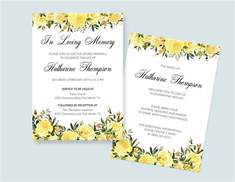 Funeral Announcement Printable Template - Funeral Invitation with