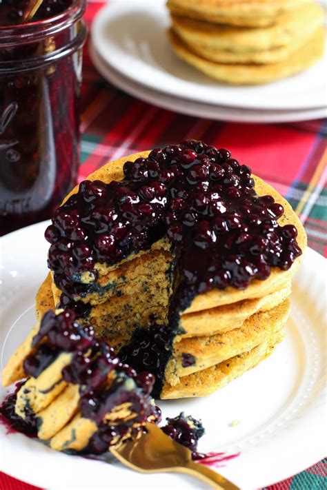 Lemon Poppy Seed Cornmeal Pancakes With Blueberry Compote The Mostly