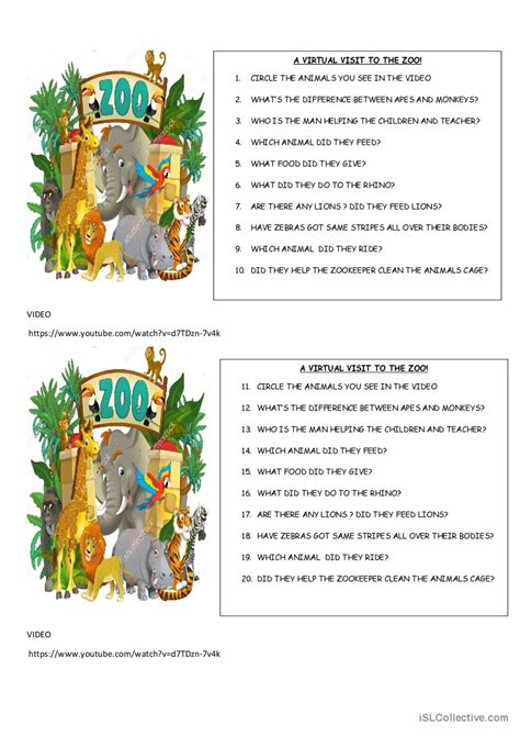 A Visit To The Zoo English Esl Worksheets Pdf And Doc