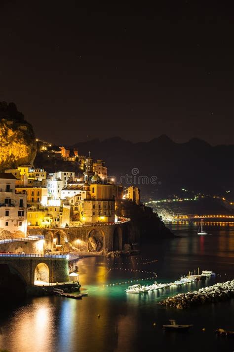Night View Of Amalfi Stock Photo Image Of Port Mediterranean 52476792