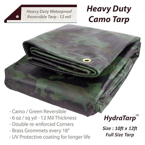 Heavy Duty Waterproof Camo Tarp Reversible Camouflage Green Vinyl