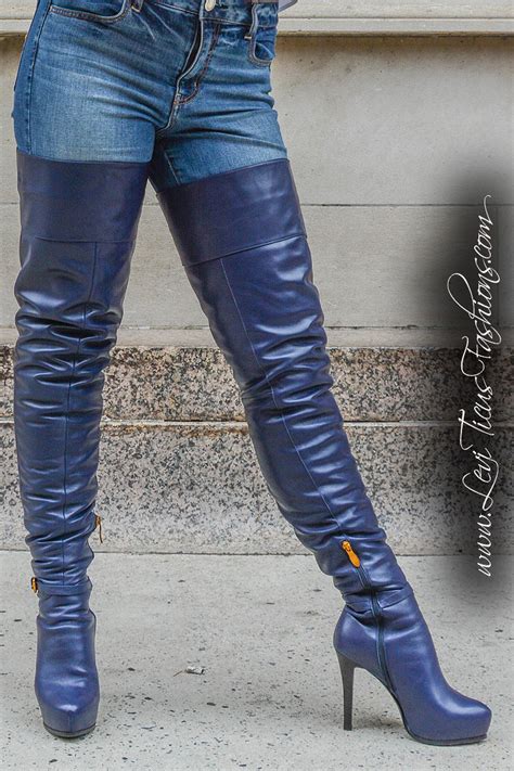 Sapphire Leather 2 0 Platform High Rize Thigh Boots Women S Fashion