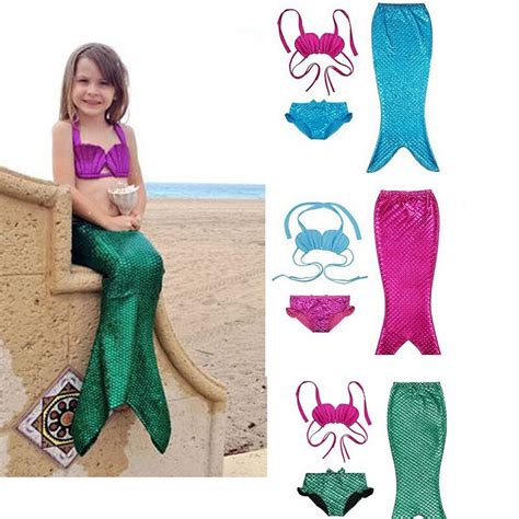 Tonlinker 2021 New Children Mermaid Tail Swimmable Swimwear Swimsuit