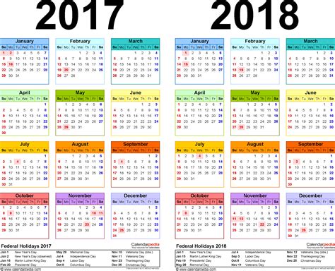 2017 2018 Two Year Calendar Free Printable Pdf Templates