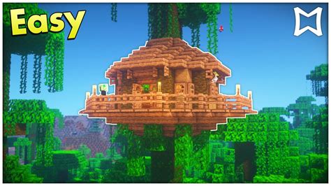 Minecraft Survival Jungle Tree House Tutorial Easy Youtube