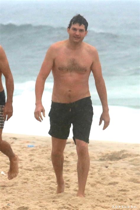 Ashton Kutcher Shirtless On The Beach In Brazil Oct POPSUGAR Celebrity Photo