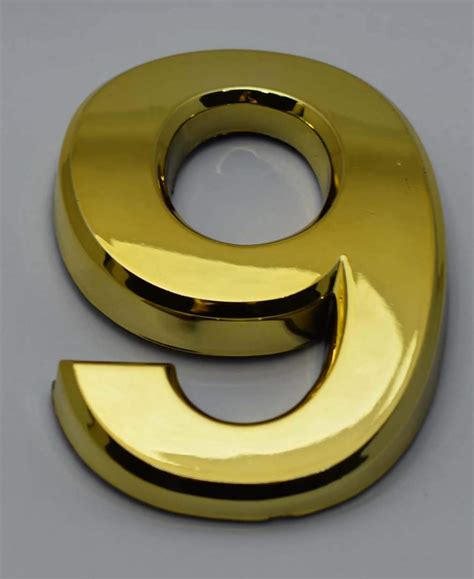 Apartment Number Sign/Mailbox Number Sign, Door Number Sign. Number 9 (Gold,3D, Size 2.75 x 1.75 ...