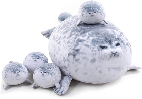 Toysym Chubby Blob Seal Pillow Cute Seal Plush With 4 Baby
