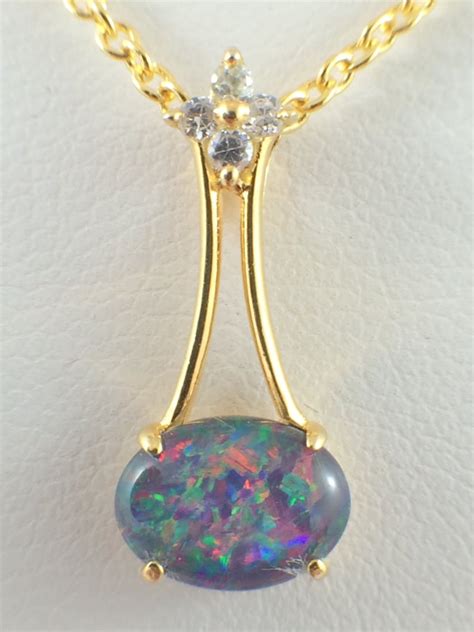 Opal Necklace Pendant Jewelry Genuine Australian Triplet Etsy
