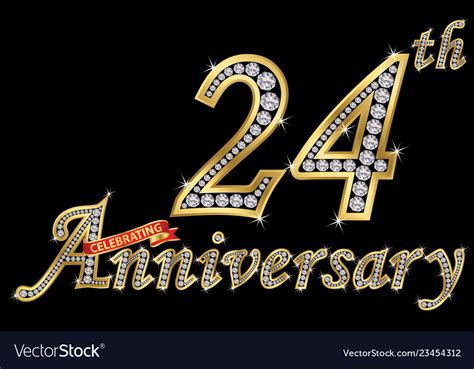 Celebrating 24th Anniversary Golden Sign Vector Image